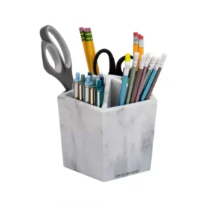 Plastic 5-Section Pen & Accessory Desk Organization Set White